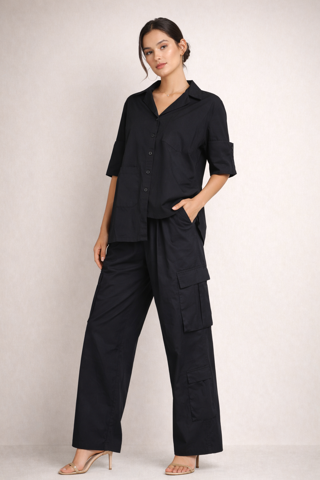 Ivy Shirt and Natte Pants in Black