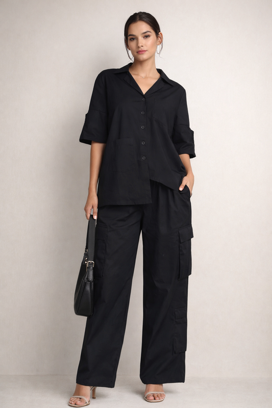 Ivy Shirt and Natte Pants in Black