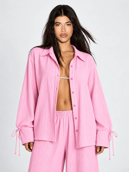 Rooh Baby Pink Shirt Co-ord Set for Women