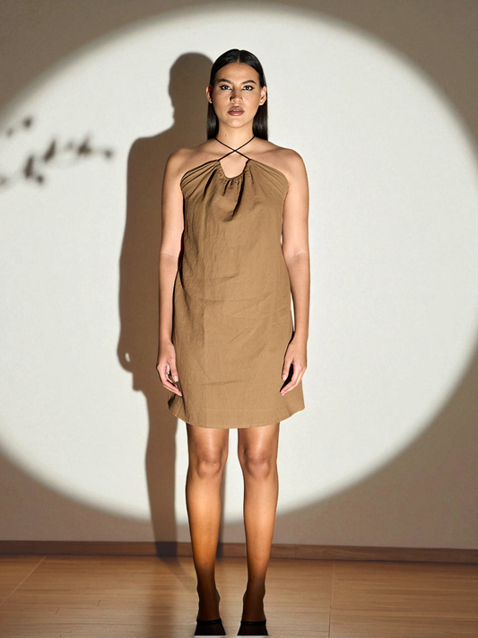 LILY A-line Dress in Caramel