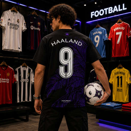 AUKURBAN Haaland 9 – Midnight Palm Edition Oversized Tee