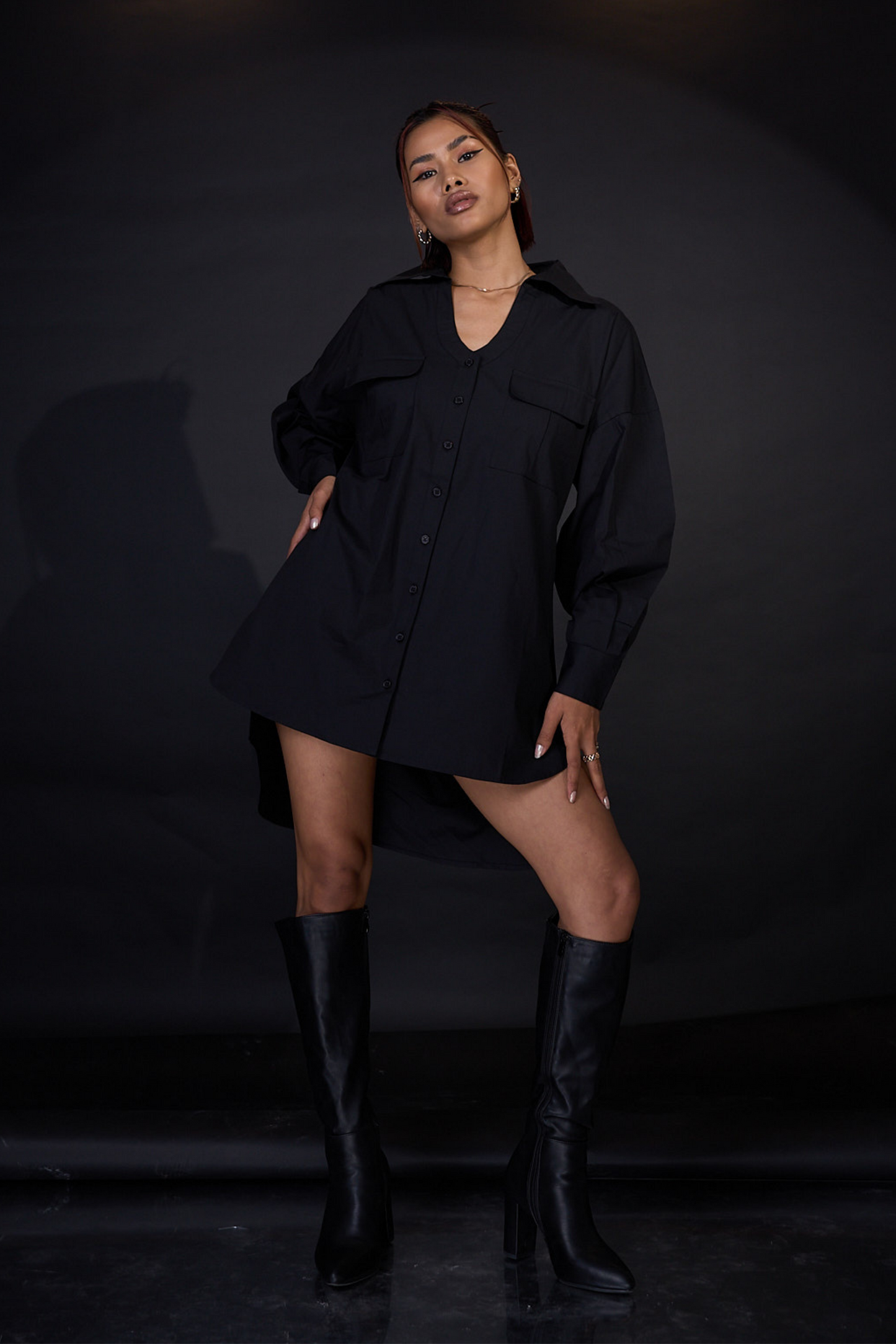 Sage Oversized Black Shirt