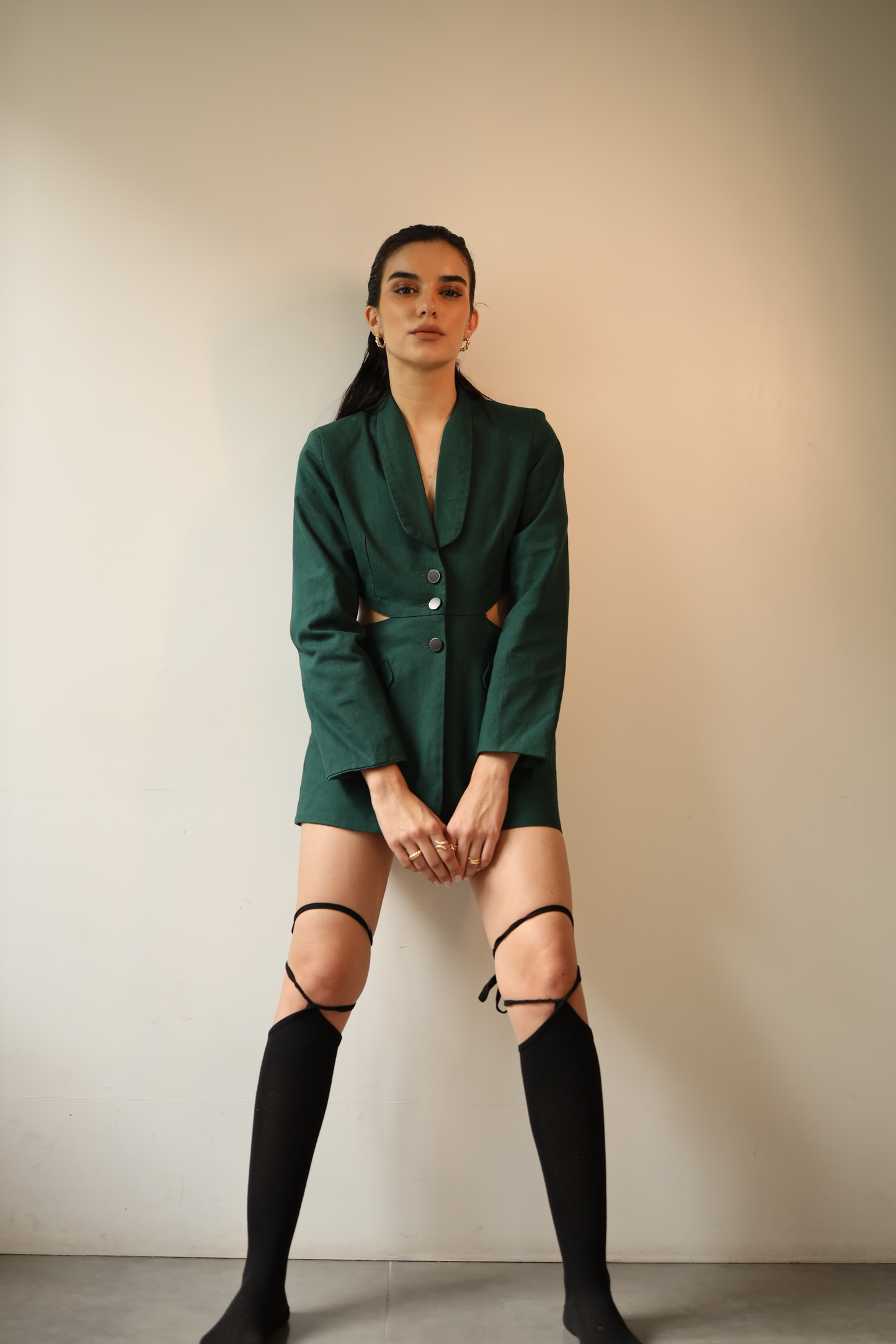 Gaia Green Cutout Blazer Dress