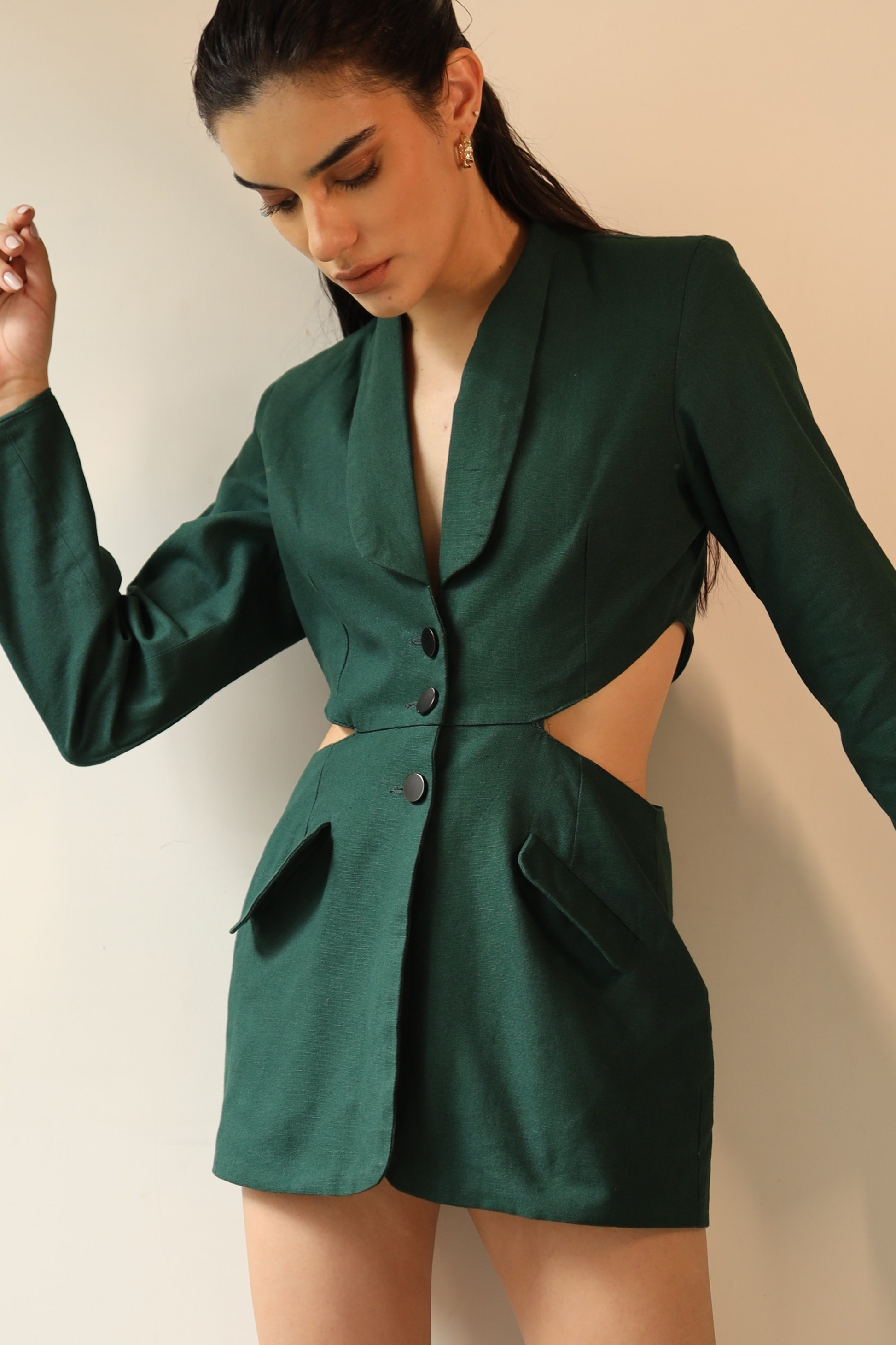 Gaia Green Cutout Blazer Dress SPELL BY SMOKESHOW Gaia Green Cutout Blazer Dress SPELL BY SMOKESHOW