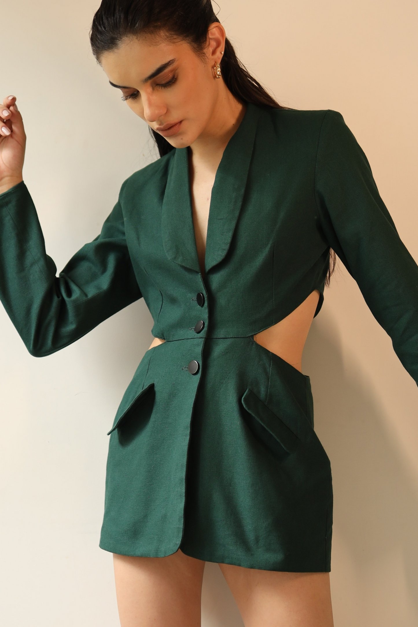 Gaia Green Cutout Blazer Dress