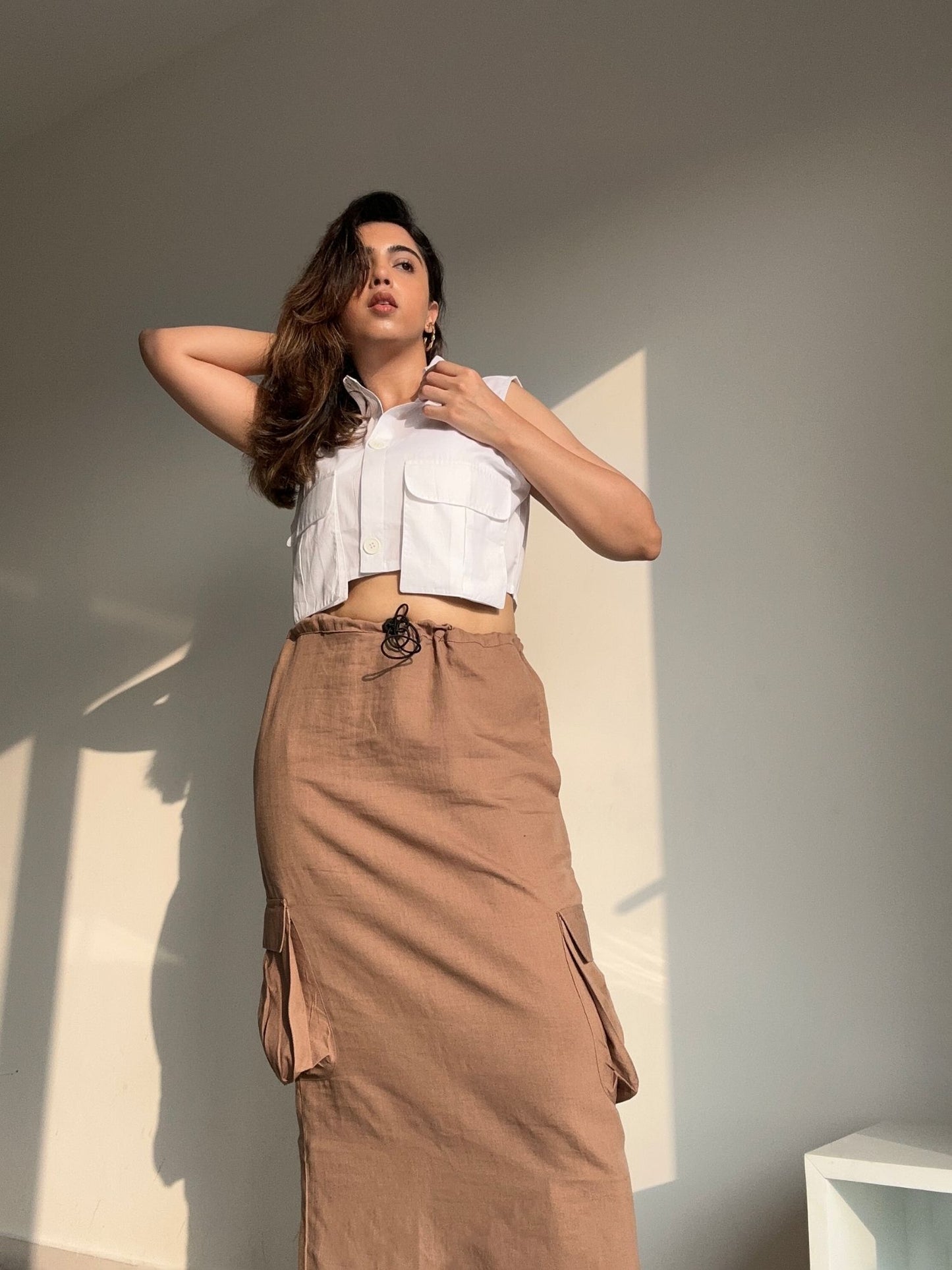 Dawn Cargo Skirt in Sand Skin